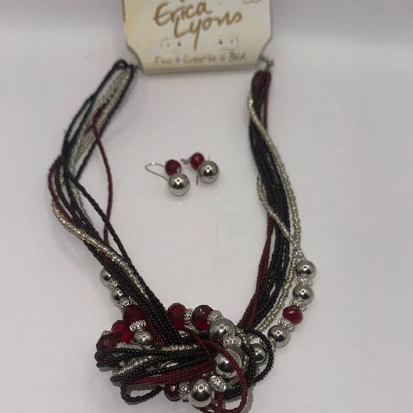 Erica Lyons Multicolor Beaded Necklace and Earring Set - Picture 1 of 5